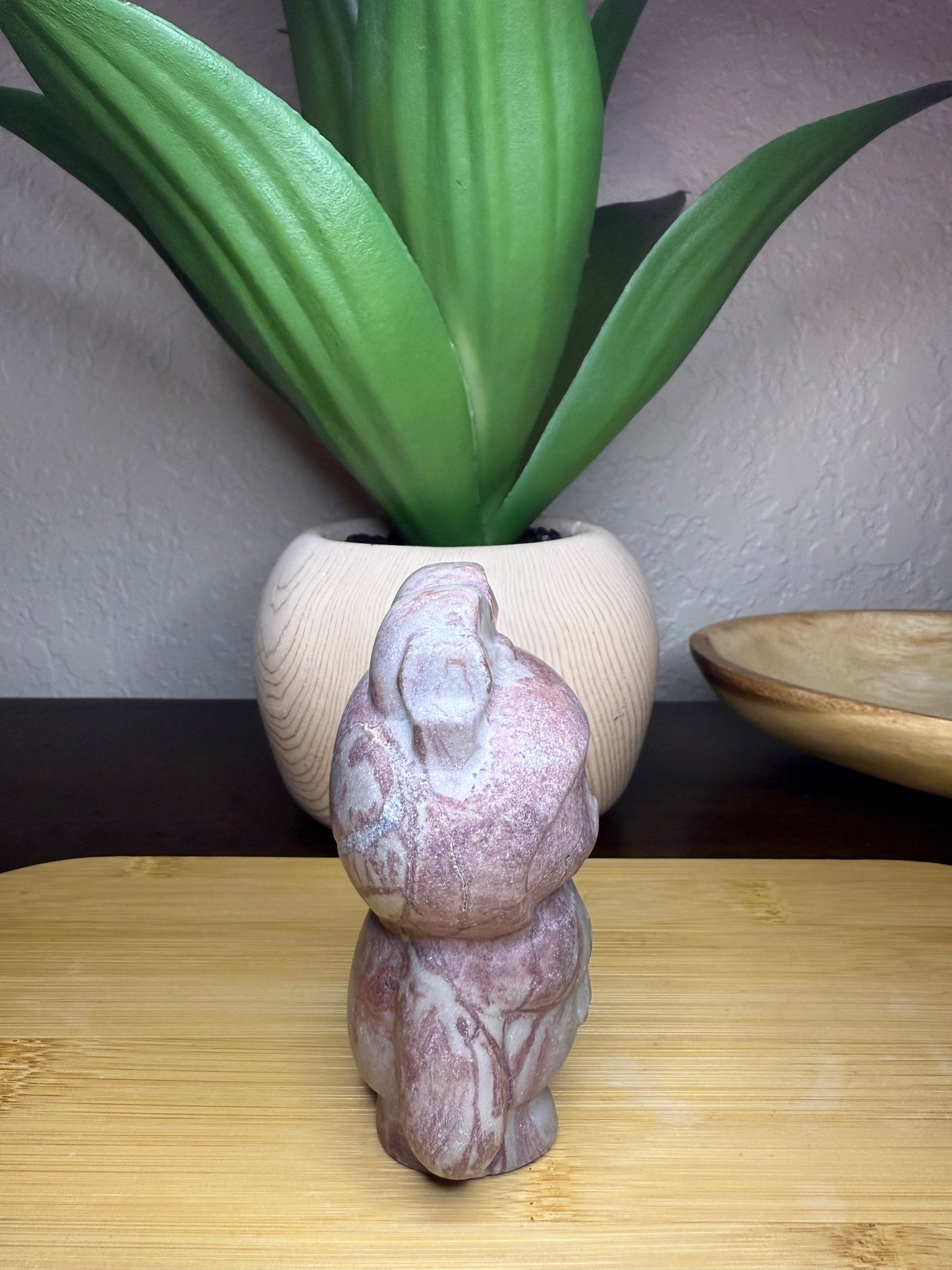Rhodonite Labubu Carving 4”