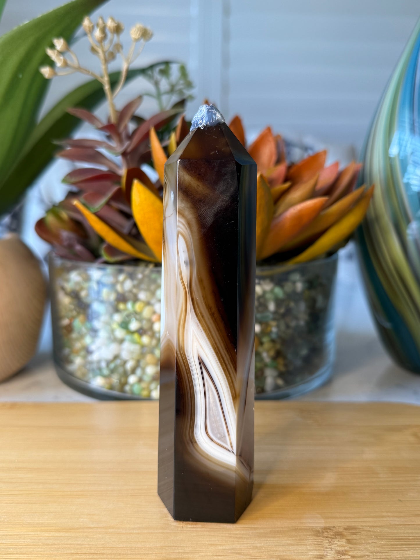 Agate Tower - Brown Banded Agate with Druzy