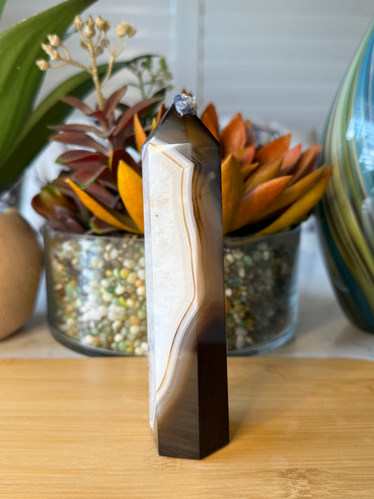 Agate Tower - Brown Banded Agate with Druzy