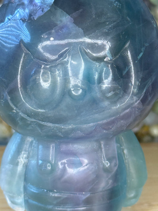 Fluorite Crystal Labubu Carving