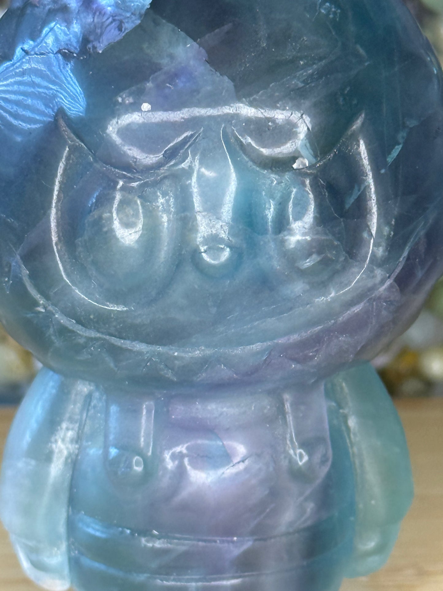 Fluorite Crystal Labubu Carving