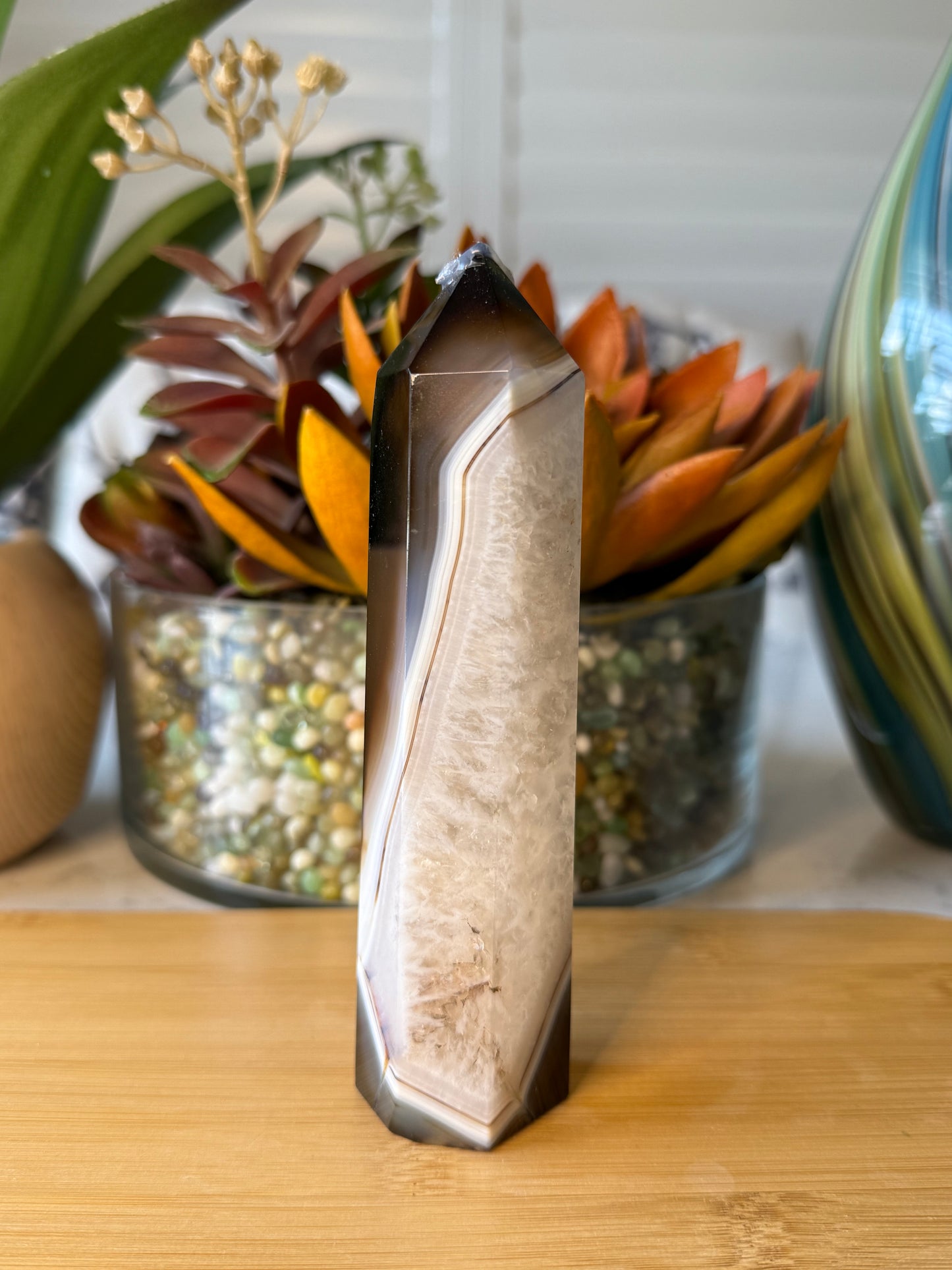 Agate Tower - Brown Banded Agate with Druzy