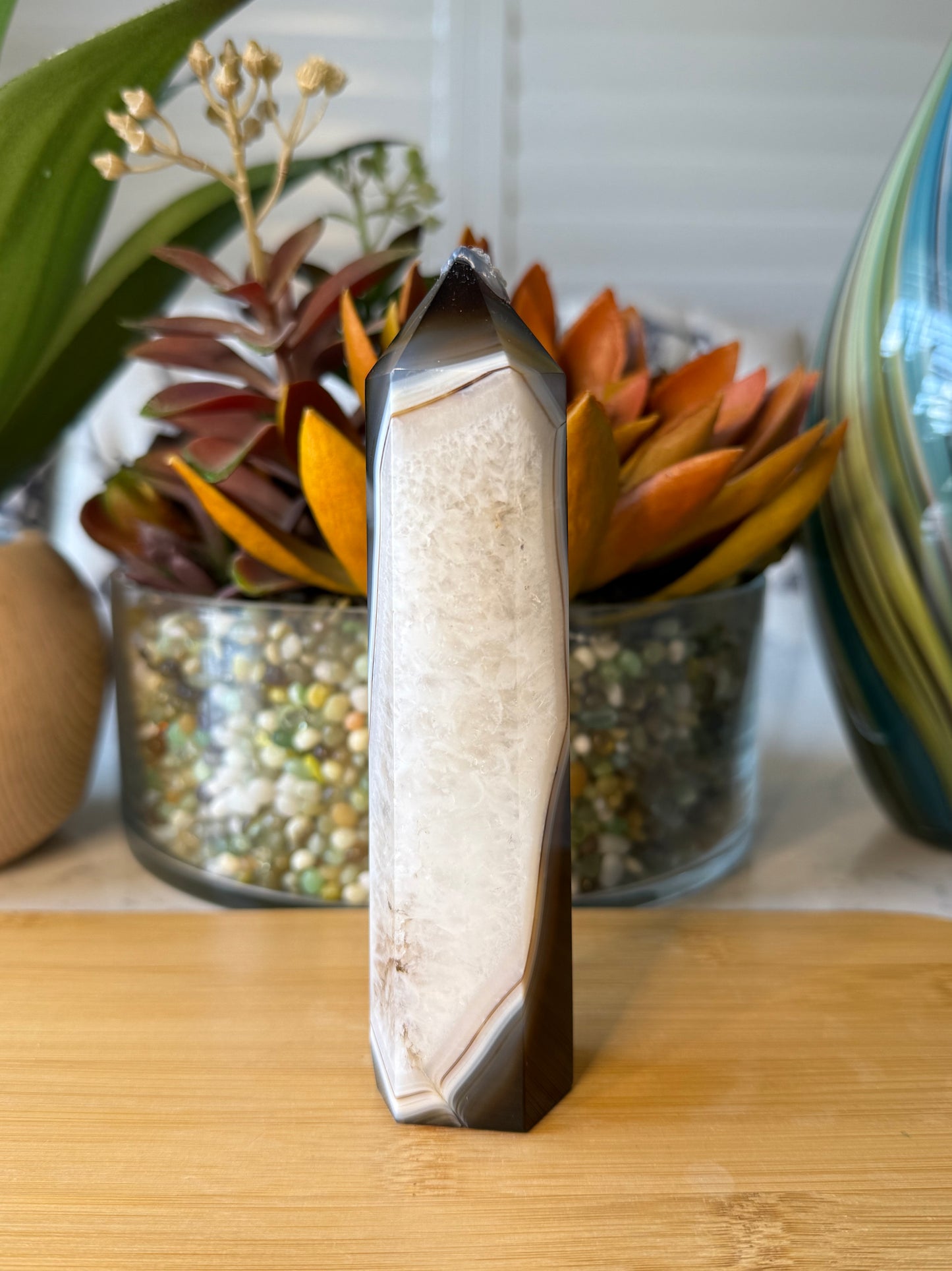 Agate Tower - Brown Banded Agate with Druzy