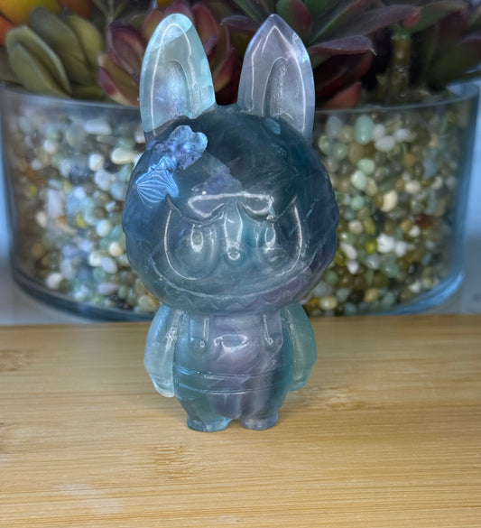 Fluorite Crystal Labubu Carving